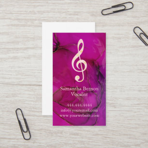 Vocalist Singer Musical Clef Logo Rose Gold Music Business Card