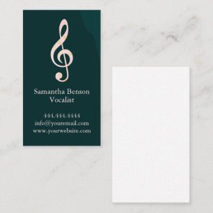 Vocalist Singer Musical Clef Logo Rose Gold Music Business Card