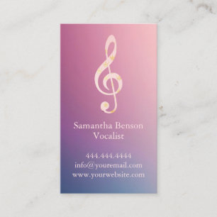 Vocalist Singer Musical Clef Logo Rose Gold Music Business Card