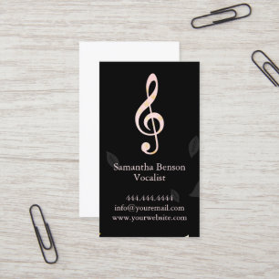 Vocalist Singer Musical Clef Logo Rose Gold Music Business Card