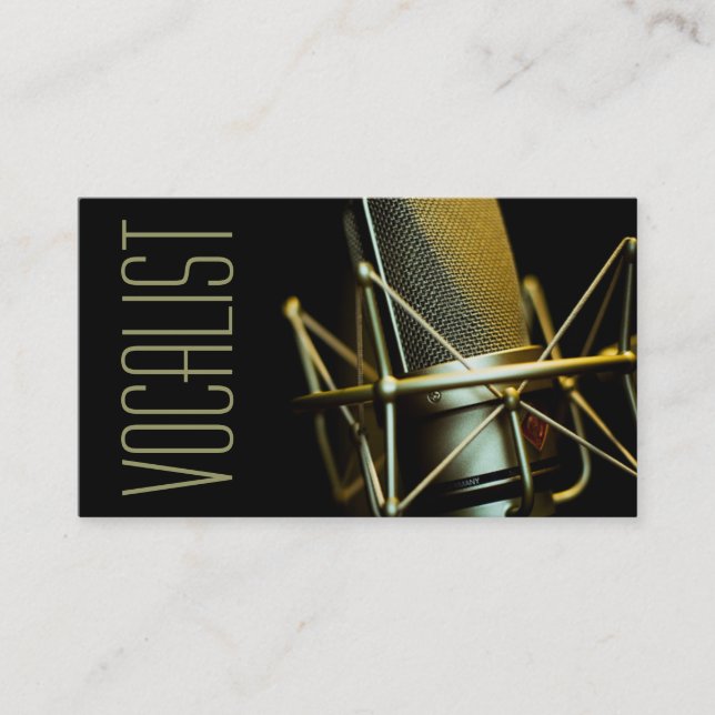 Vocalist, Singer, Performer, Music, Lessons Mic Business Card (Front)