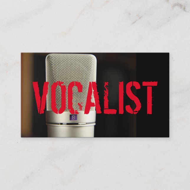 Vocalist, Singer, Performer, Music, Lessons Mic Business Card (Front)
