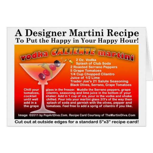 Vodka Caliente Martini Recipe Card (Front Horizontal)