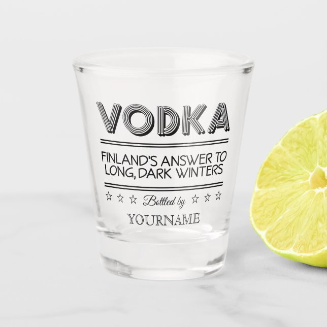 VODKA custom name Shot Glass (Front)