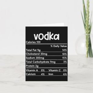 Vodka Nutrition Facts Thanksgiving Funny Drinking  Card