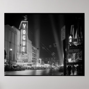Vogue Theatre at night with spotlights, Vancouver Poster