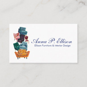 Vogue & Trendy Stacked Chairs Illustration Business Card
