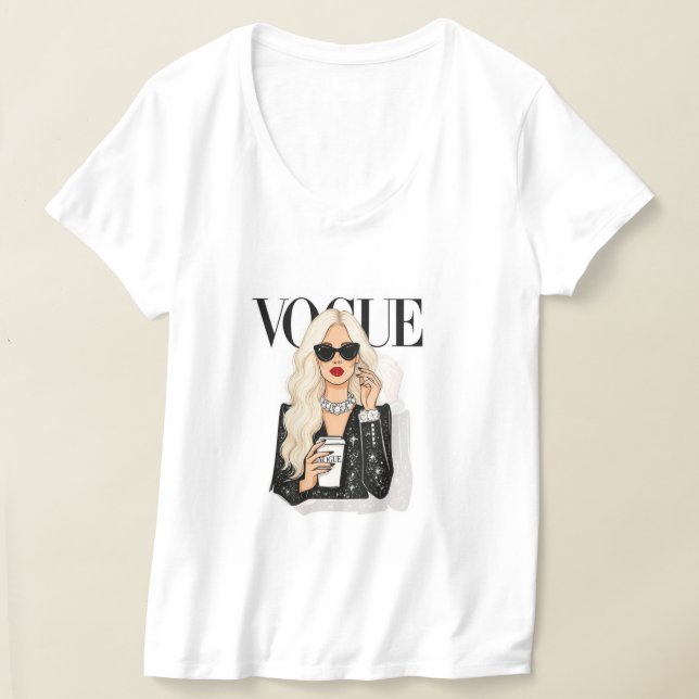 Vogue white half sleeves T-Shirt (Laydown)