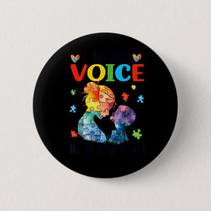 Voice Heart Autism Awareness Month 6 Cm Round Badge
