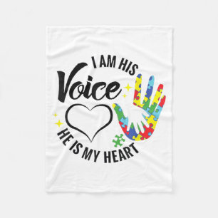 Voice Heart Autism Awareness Mum Son Fleece Blanket