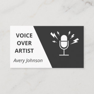 Voice Over Artist Black White & Grey Classic Basic Business Card