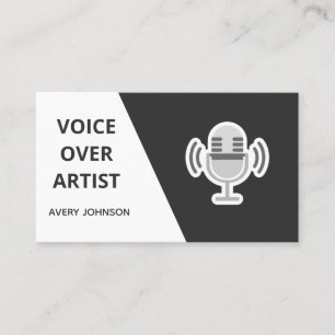 Voice Over Artist Black White & Grey Classic Clean Business Card