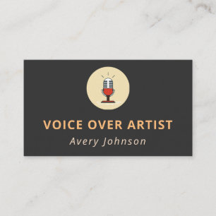 Voice Over Artist Microphone Icon Logo Simple Grey Business Card