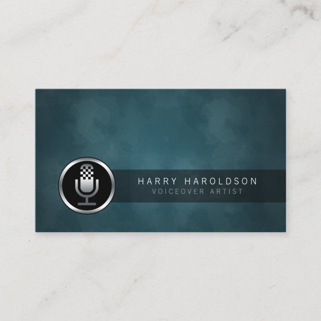Voiceover Artist Microphone Icon Business Card (Front)