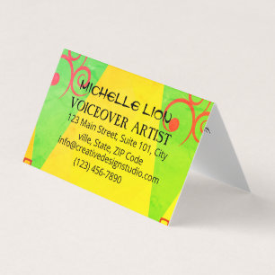 Voiceover Artist Trendy Yellow Business Card