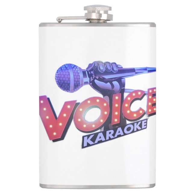 Voices 1 side printed brown hip flask (Front)