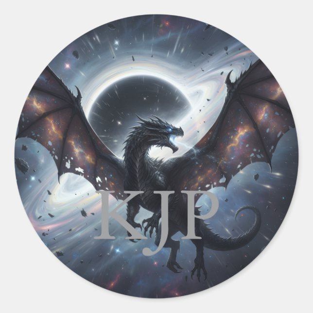 Void Dragon sticker with custom Initials (Front)