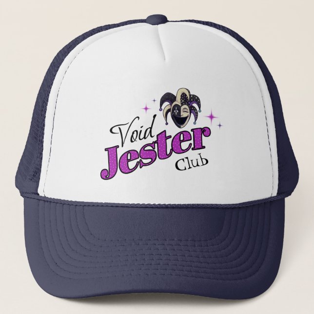 Void Jester Club – Smiling Chaos Jester Trucker Hat (Front)