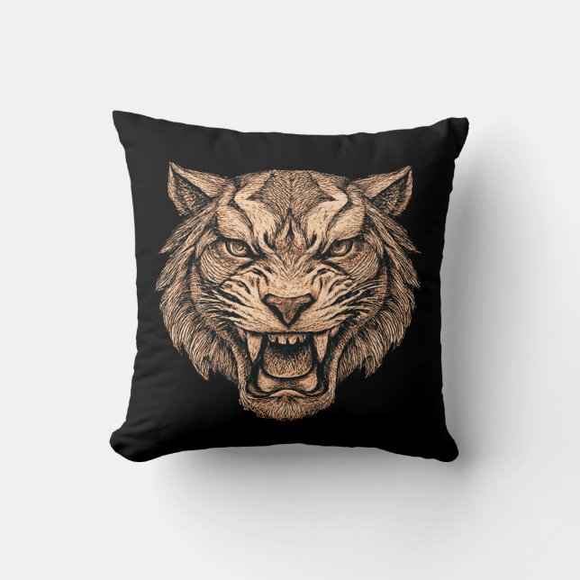 Void Tiger Abstract Power Symbol | Bold Strength  Cushion (Front)