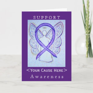 Voilet Awareness Ribbon Angel Customised Card