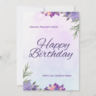 Voilet flower Delicate Floral Birthday Card