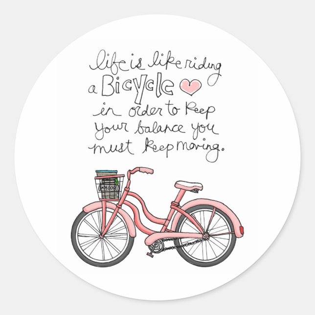 vol25 life is like riding a bicycle classic round sticker (Front)