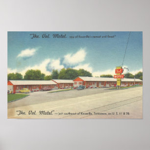 VOL Motel, Knoxville, TN ~ Vintage linen postcard Poster