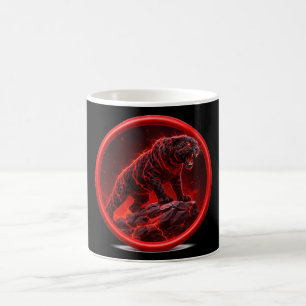 Volcanic Black Panther Poised On Glowing Rock Coffee Mug