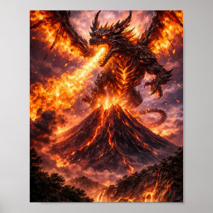 Volcanic Dragon Eruption Poster