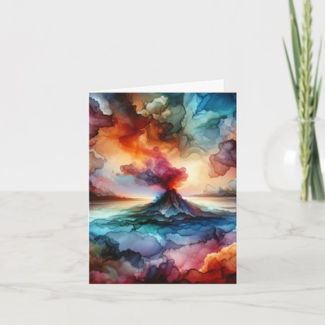 Volcanic Eruption Abstract Alcohol Ink Card (Front)