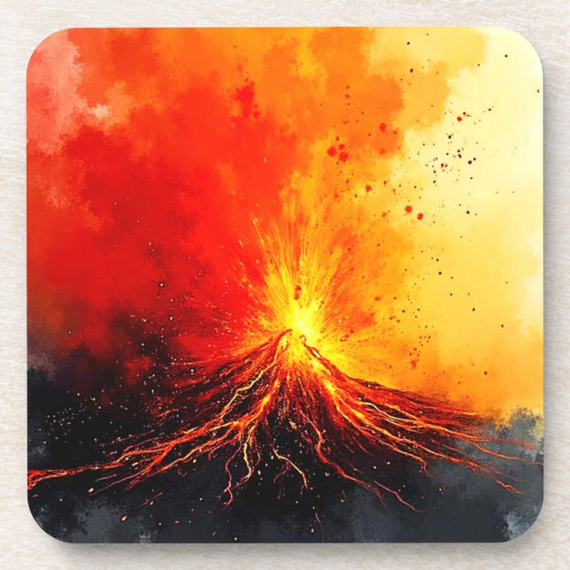 Volcanic Eruption Abstract Art Coaster (Front)
