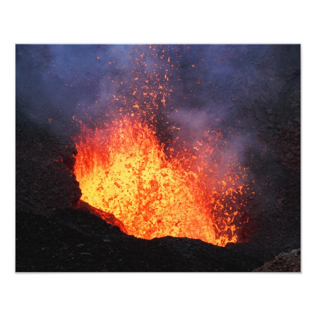 Volcanic landscape - hot lava eruption from crater photo print (Front)
