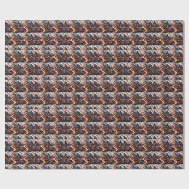 Volcanic Lava Flow Dark Landscape Pattern Artwork Wrapping Paper (Flat)