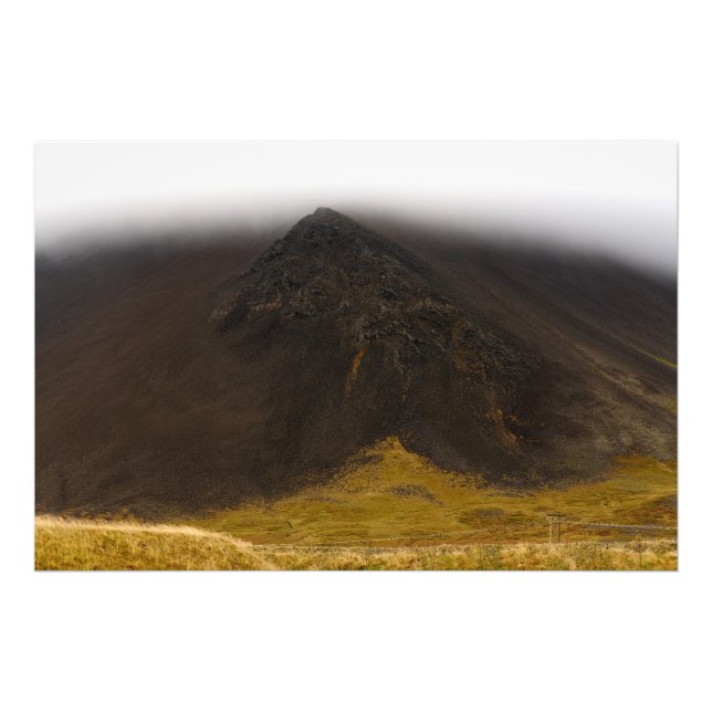 Volcanic mountain and low clouds photo enlargement print (Front)