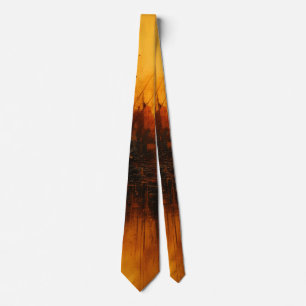 Volcanic Pulse - Red and Amber Abstract Eruption Tie
