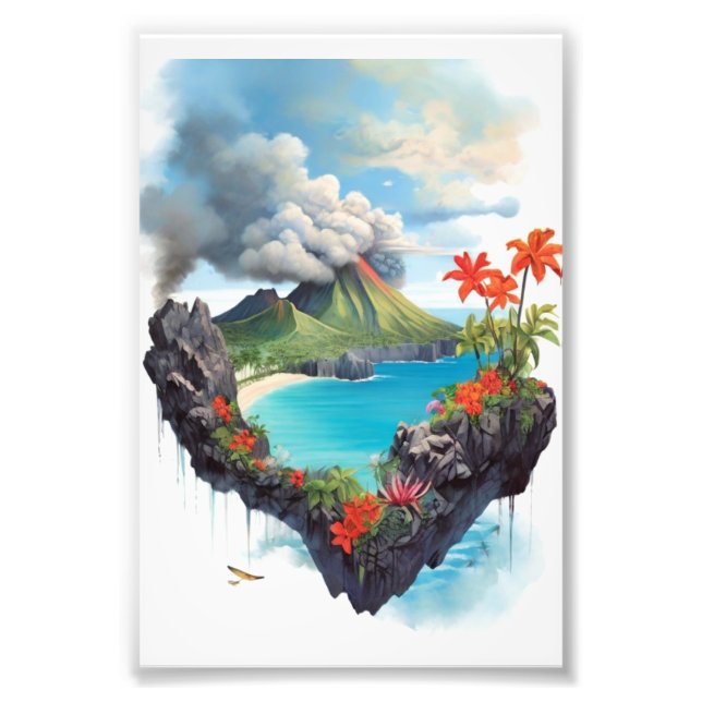 Volcanic waves: smoke-like, vibrant, floral canvas photo print (Front)