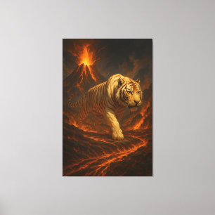 Volcanic White Tiger Inferno King of the Fire Re Canvas Print
