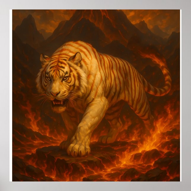 Volcanic White Tiger Premium Wall Art – Fine Art C (Front)