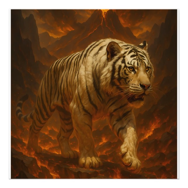 Volcanic White Tiger Premium Wall Art – Fine Art C (Front)