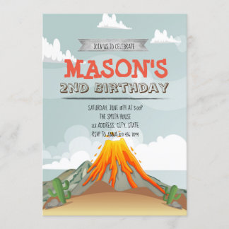 Volcano Birthday party invitation