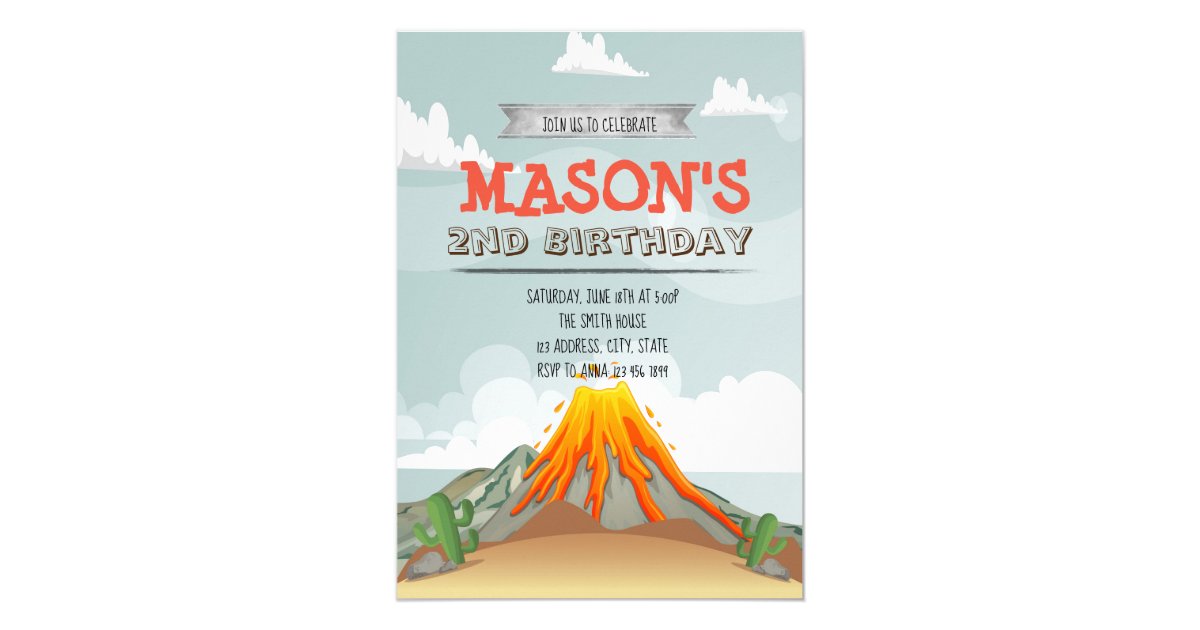Volcano Birthday party invitation | Zazzle.co.uk