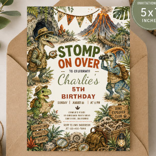 Volcano blast Dinosaur Birthday Invitation