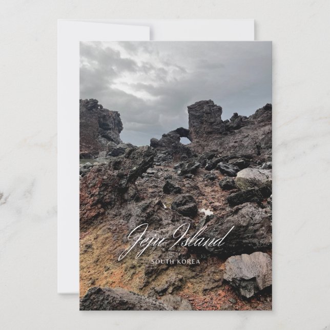 Volcano - Dark Island - Beautiful Island - Jeju Holiday Card (Front)