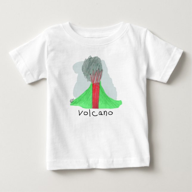 Volcano Drawing by Michael Baby T-Shirt (Front)
