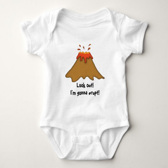 Volcano Erupting-Look Out! Baby Bodysuit (Front)
