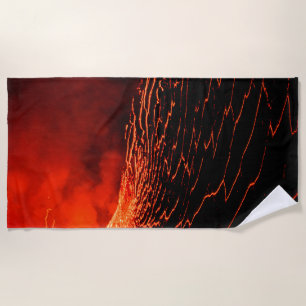 volcano eruption beach towel