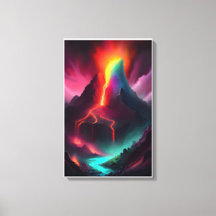 Volcano Eruption Didgital Art Canvas Print