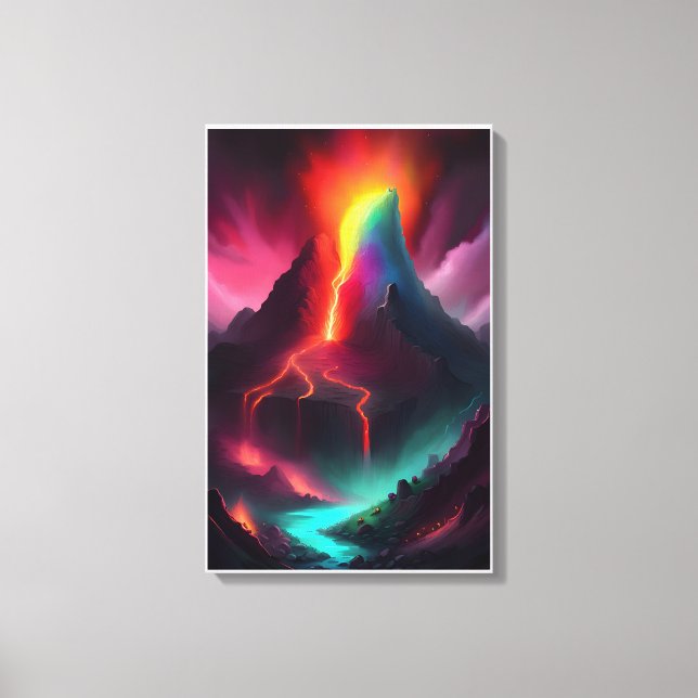 Volcano Eruption Didgital Art Canvas Print (Front)