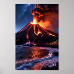 Volcano Eruption Nature Outdoors Landscape Lava Poster