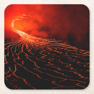 volcano eruption square paper coaster